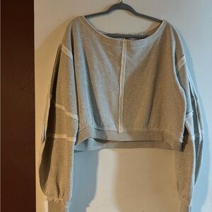 Free People Gray Cropped Sweatshirt
